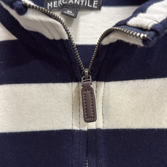 J Crew Rugby 1/4 zip tunic Navy/White Striped Pullover Cotton GUC casual preppy - Picture 3 of 7
